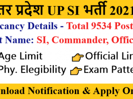 UP Police SI Vacancy 2021 Apply Online Form Uttar Pradesh UP Sub inspector SI Vacancy 2021 Online form details notification